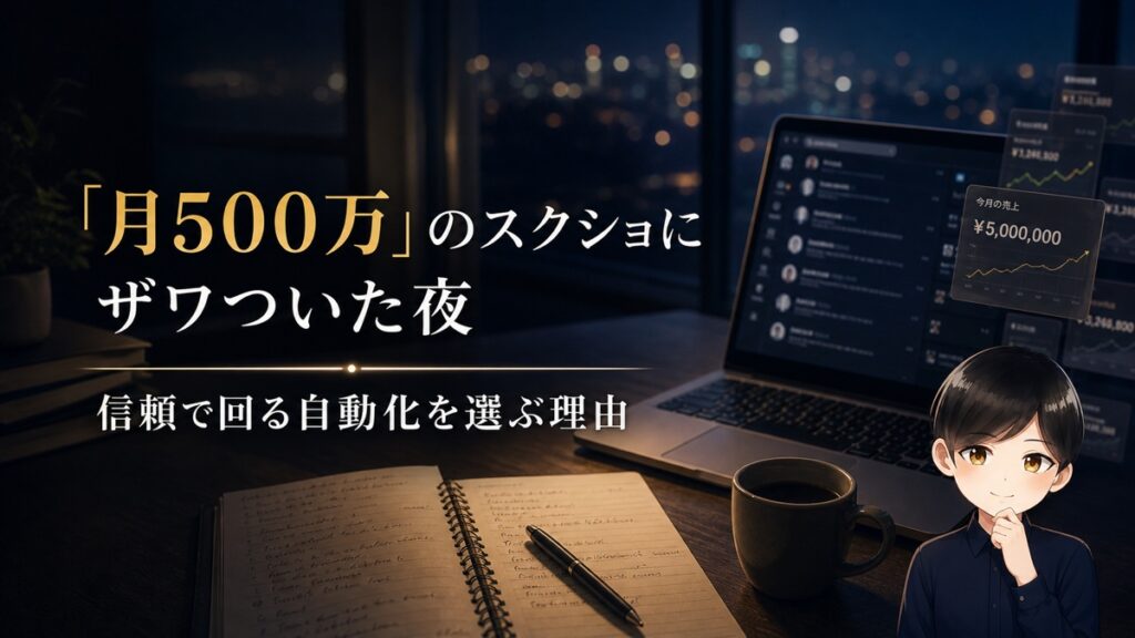 月500万のスクショにザワついた夜。僕が「信頼で回る自動化」を選びたい理由